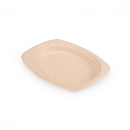 Piatto ovale in polpa di cellulosa avana 13x26cm (PZ.50)
