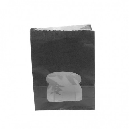 Sacchetto per alimenti in carta nera con finestra Elegance 15x22 cm (PZ.250)