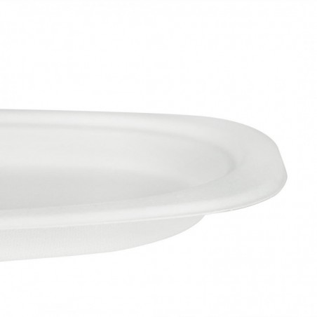 Piatto compostabile in polpa di cellulosa bianca ovale 23x16cm (PZ.50)
